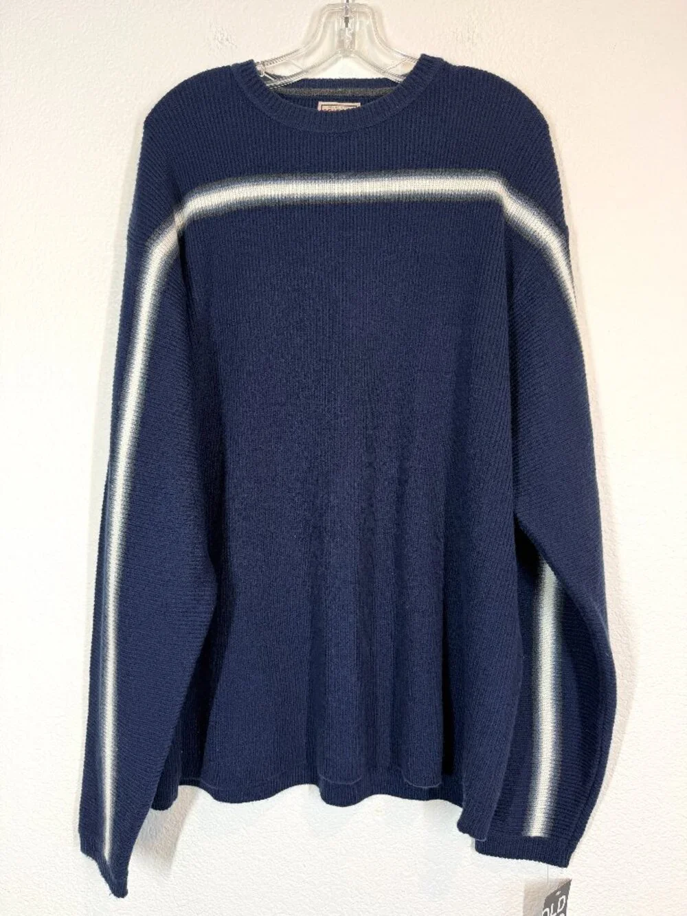 Vintage Arizona Crewneck Sweater XL Blue Striped Rib Knit Y2K Grunge Skater